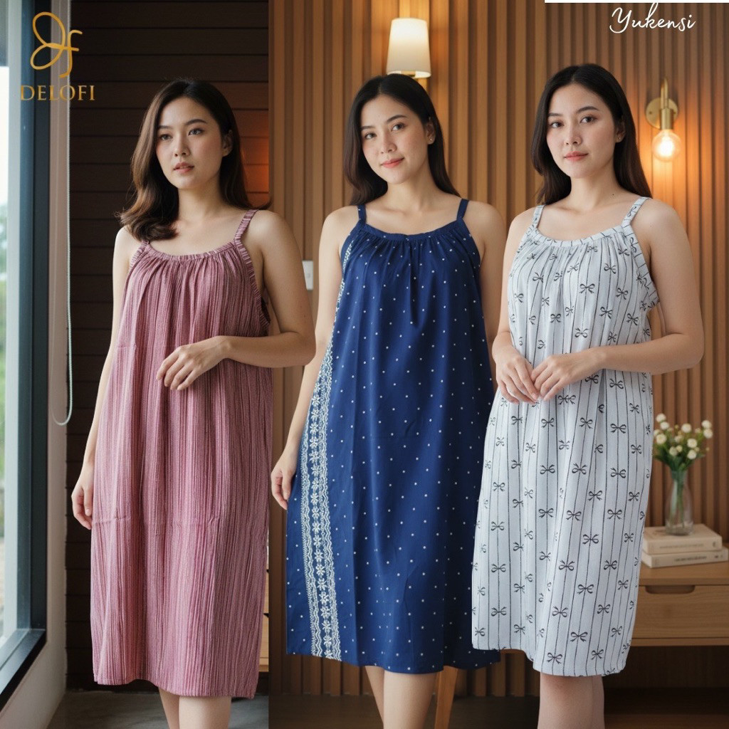 DELOFI Daster Yukensi Pendek Tanktop Premium Rayon Viscose