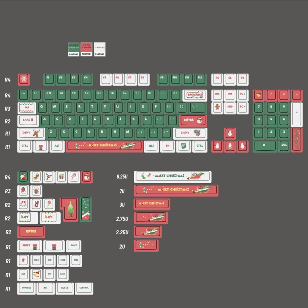 Jual 140 Keys/Set Geometry Cake Christmas Theme Keycap PBT Keycaps ...
