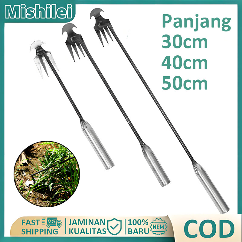 Mishilei 30/40/50cm Weeding Garu Harrow Manual Garden Cangkul Kebun Alat Pencabut Rumput