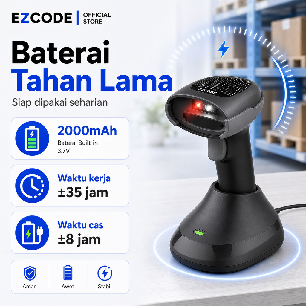 Jual Barcode Scanner Cordless 1D 2D Support Wireless Bluetooth Cocok ...