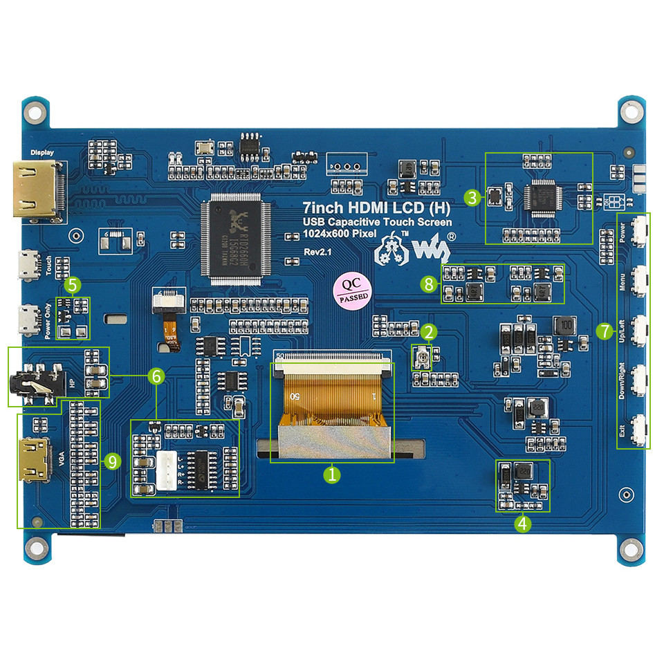 Jual Waveshare 7 inch HDMI LCD (H) Computer Monitor 1024*600 IPS ...
