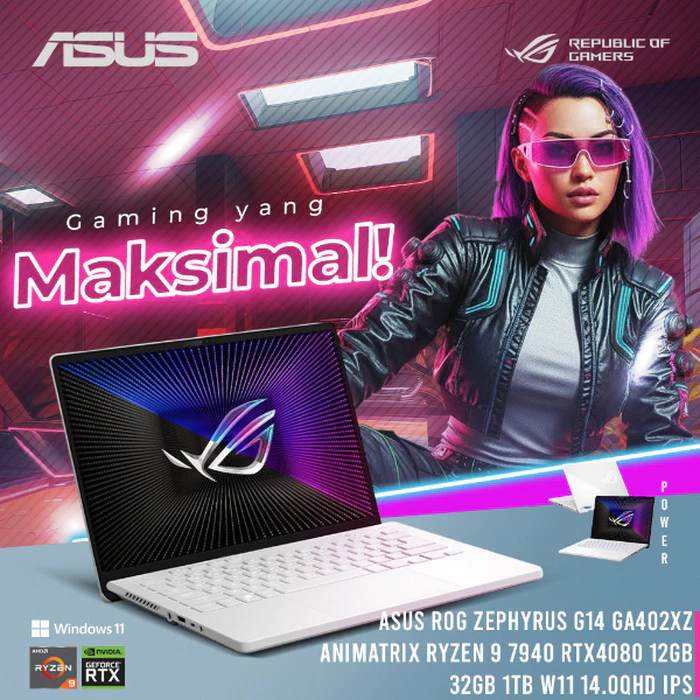 ASUS ROG ZEPHYRUS G14 GA402XZ ANIMATRIX RYZEN 9 7940 RTX4080 12GB/ 32GB 1TB W11 14.0QHD IPS