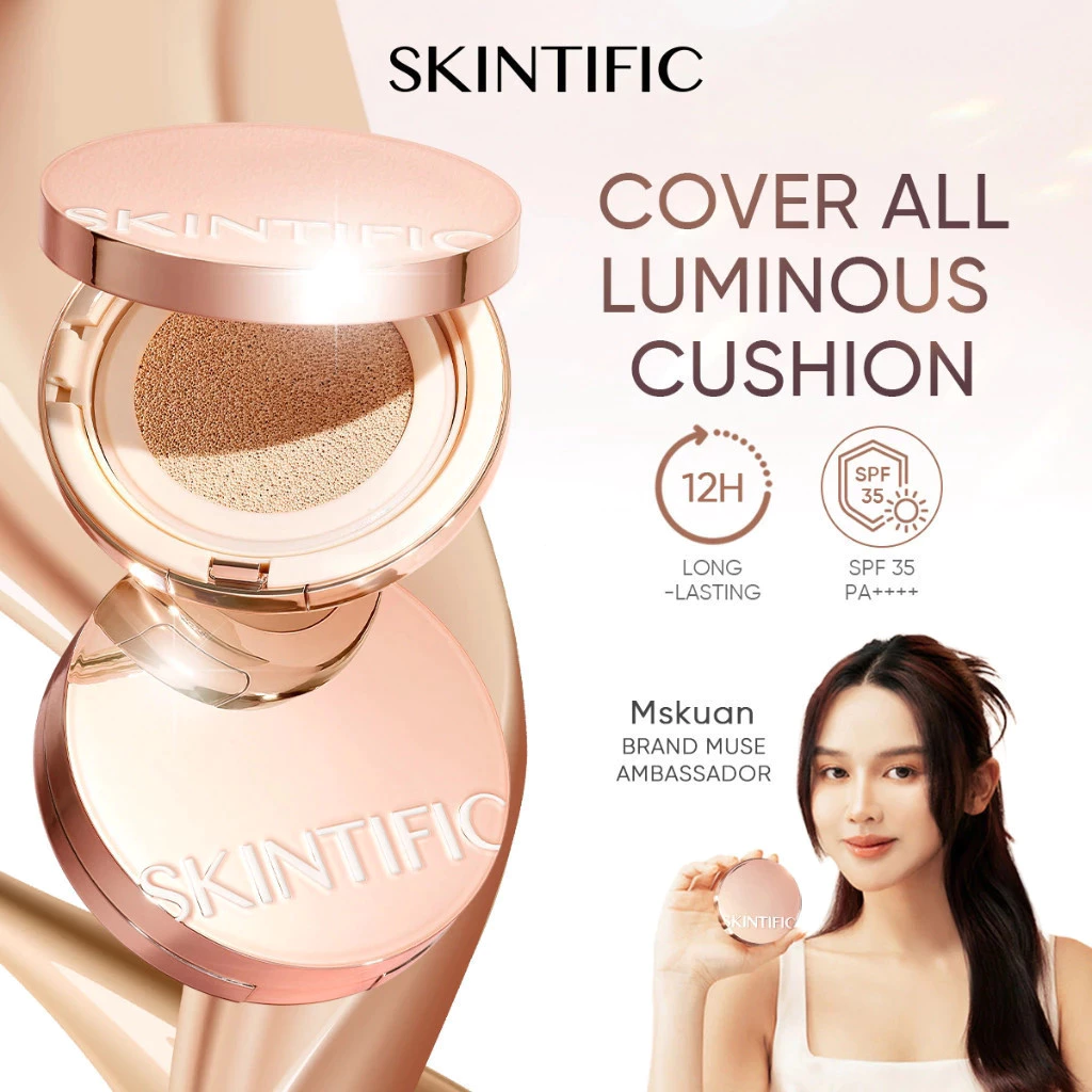 [COD]Skintific Cover All Perfect Air Cushion Refill Fondation Compact UV SPF 35 PA++++ 12H Cosmetic Refill Oil-Control 5 Shades Waterproof Sweatproof Matte Make over Finish Poreless Cushion Foundation Flawless BB Cream CC Cushion Makeup