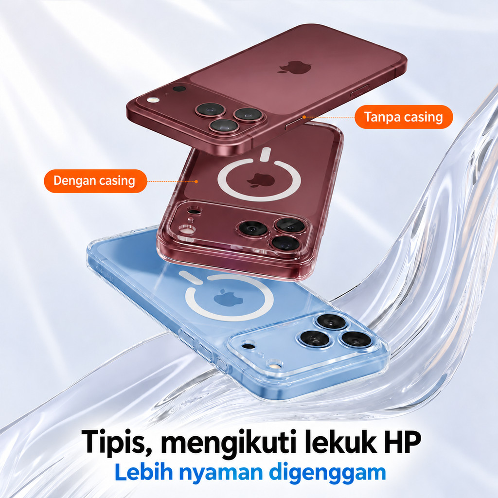 TORRAS C1 Casing Magnetik Transparan iPhone 18 Pro Max 18 Pro 17 Pro Max 17 Pro 17 16 Pro Max 16 Pro 15 Pro Max 15 Pro