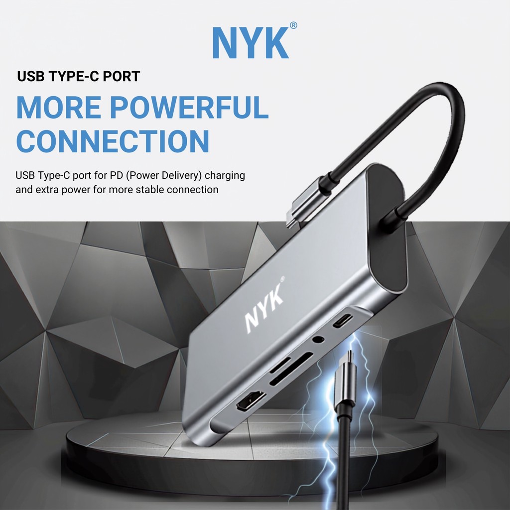 NYK USB HUB C11 Port 11 in 1 Type C Port 3.1 iOS Windows Macbook Linux Smart Phone TV COD HUB bergaransi Docking Station Data transfer Mobile phone ma (4)