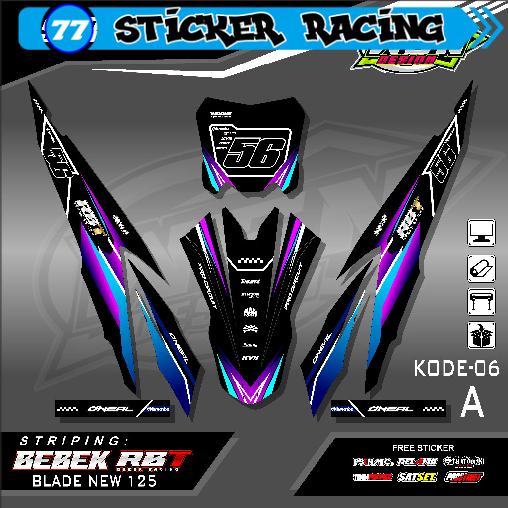 Jual Sticker Striping Motor Blade New 125 Rbt Bebek Modif Supermoto ...