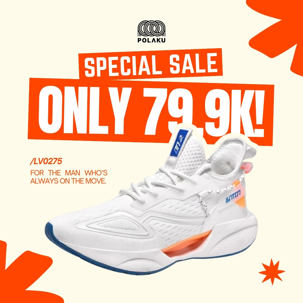 [CLEARANCE SALE PLK Sepatu Sneakers Pria Sport Running Shoes Fashion  Casual Terbaru LV0275