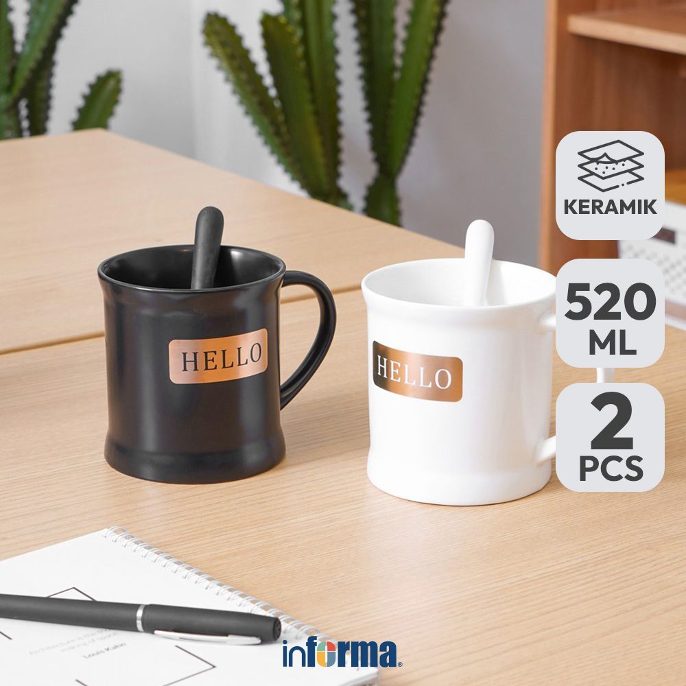 Jual Informa Appetite Sieben Mug Dengan Sendok 520 ml Set 2 Pcs - Hitam ...