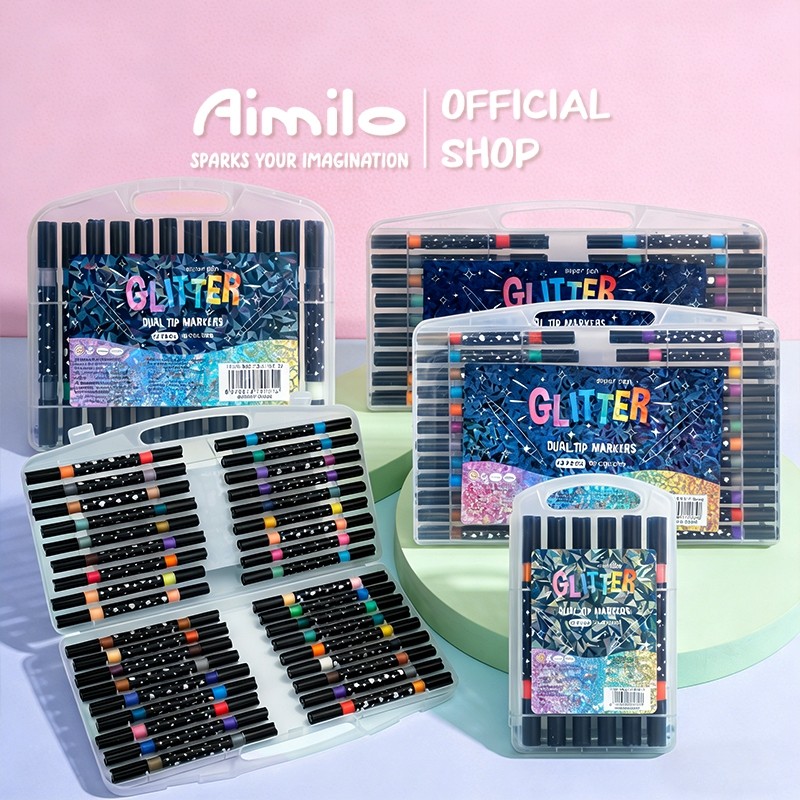 Jual READY Aimilo Spidol Glitter Brush Pen 2 Sisi Brush Tip (2 Warna ...