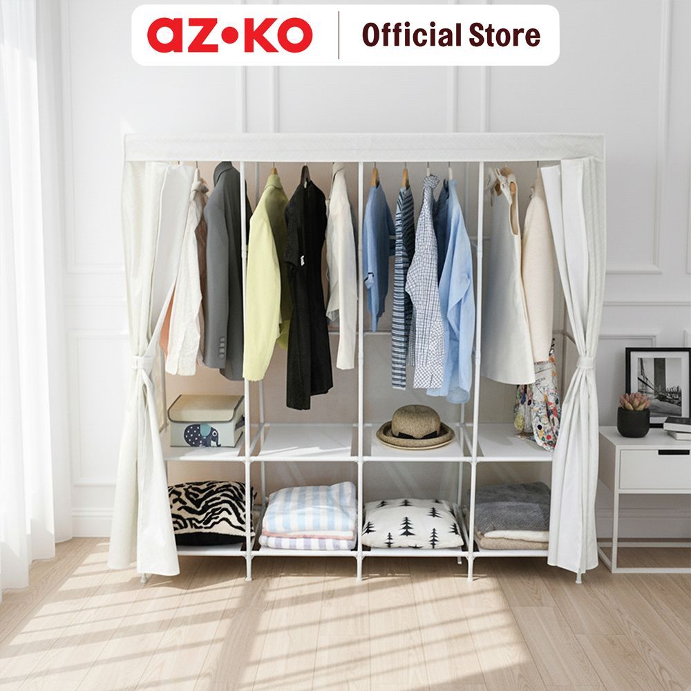Jual AZKO Stora Lemari Pakaian Strip Weave - Krem Wardrobe Storage ...