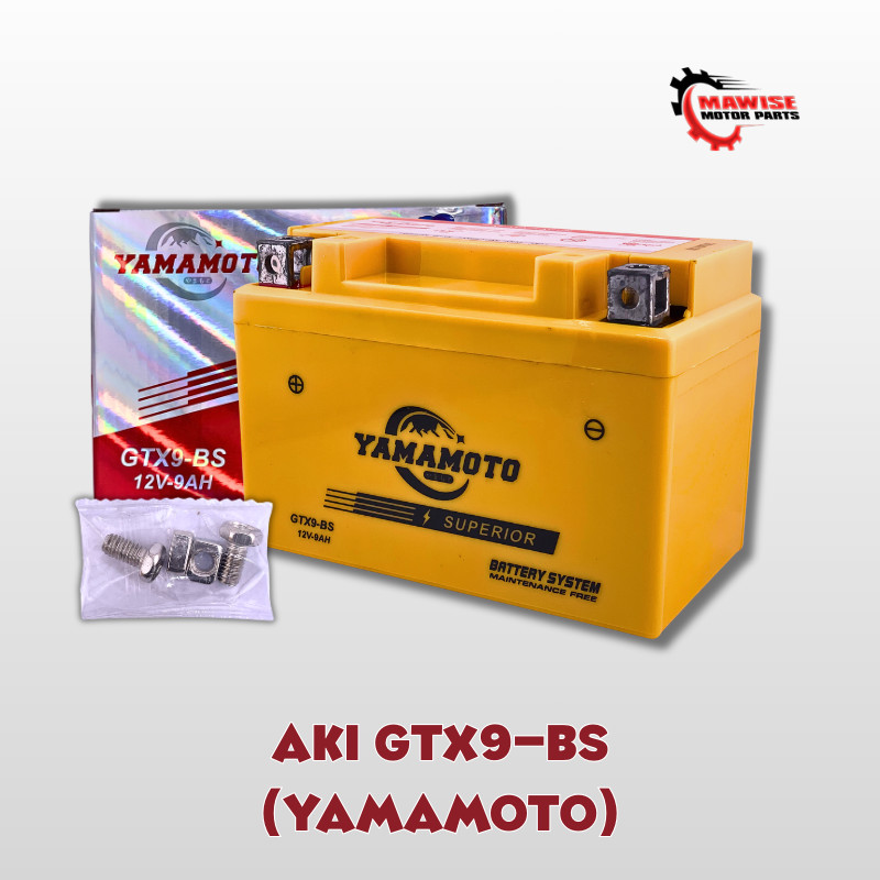 AKI GTX9-BS YAMAMOTO – Aki Motor Kering 12v 9 Ampere Kawasaki Ninja 250 4 Tak