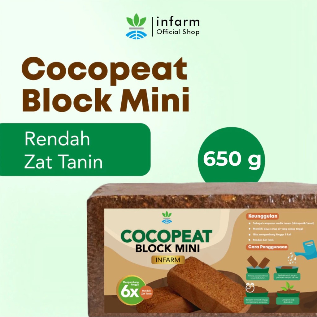 INFARM - Cocopeat Block  Media Tanam Sabut Kelapa Halus Organik Media Tanam Serabut Kelapa Balok Bahan Halus Rendah Zat Tanin Media Tanam Pengganti Tanah Cocopeat Block Mini Cocoblock Serbuk Kelapa Press Cocopeat Balok Bisa Mengembang Ramah Lingkungan