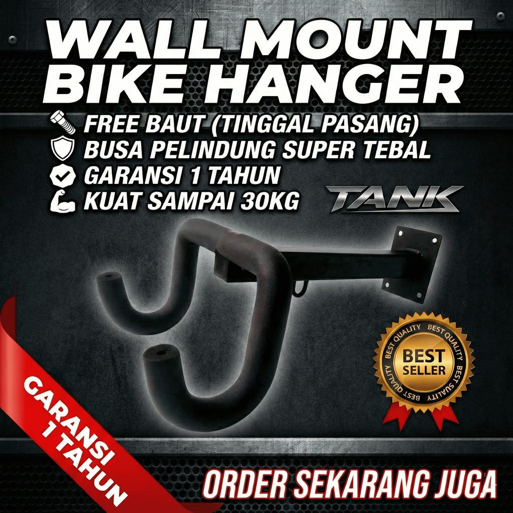 Jual Rak Sepeda Dinding Horizontal + Gantungan Helm Adjustable - Wall ...
