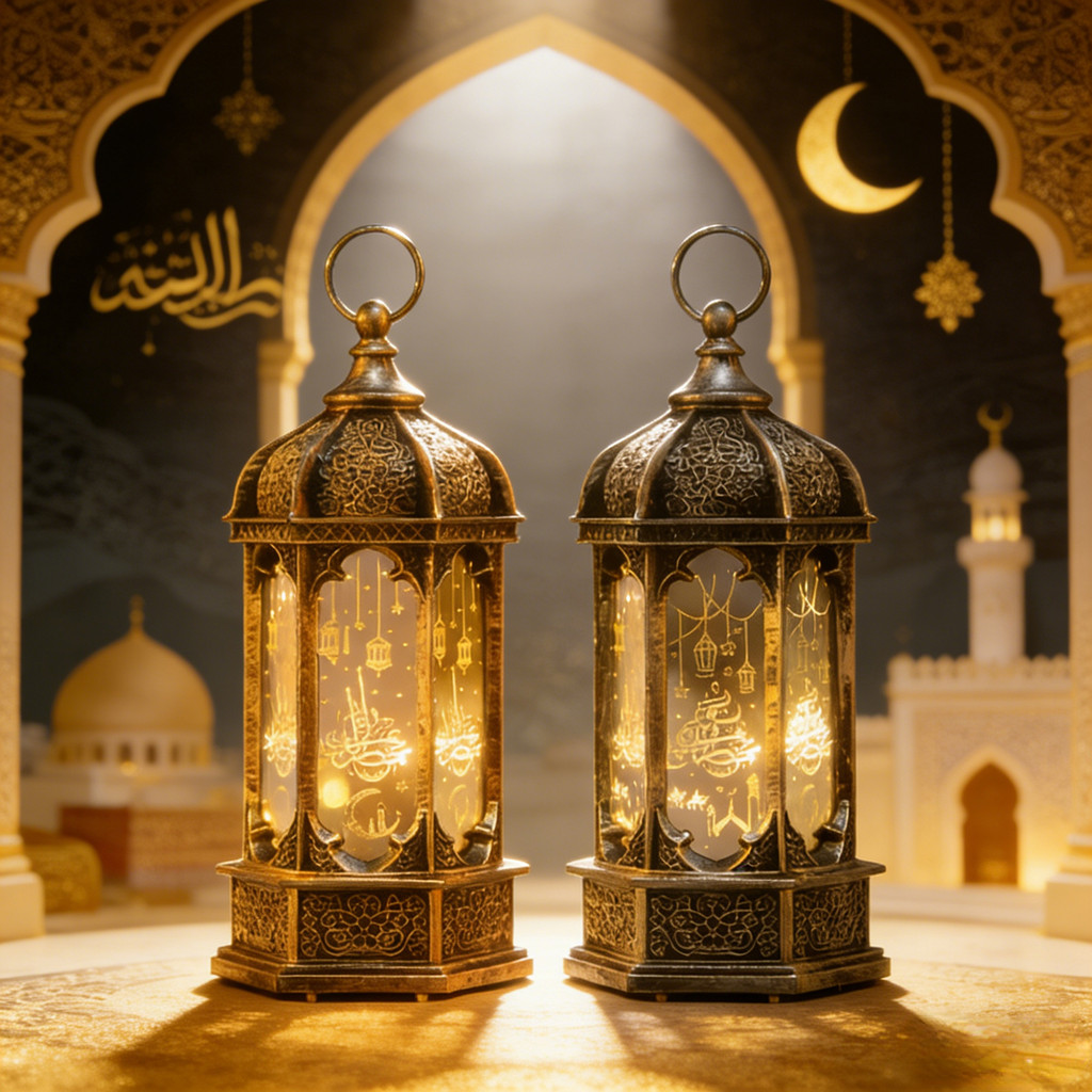 Lentera Lebaran Lentera Idul Fitri Gaya Retro Klasik Lampu Lilin Dekorasi Idul Fitri Lentera LED Kubah Masjid