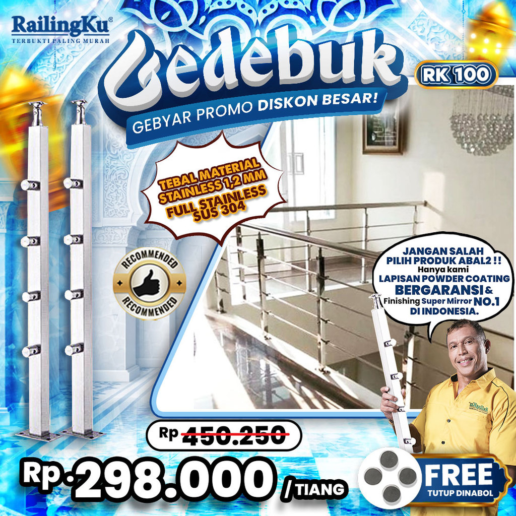 Jual Railing Tangga Pipa Jari Jari Minimalis Tiang Railingku [GEDEBUK ...