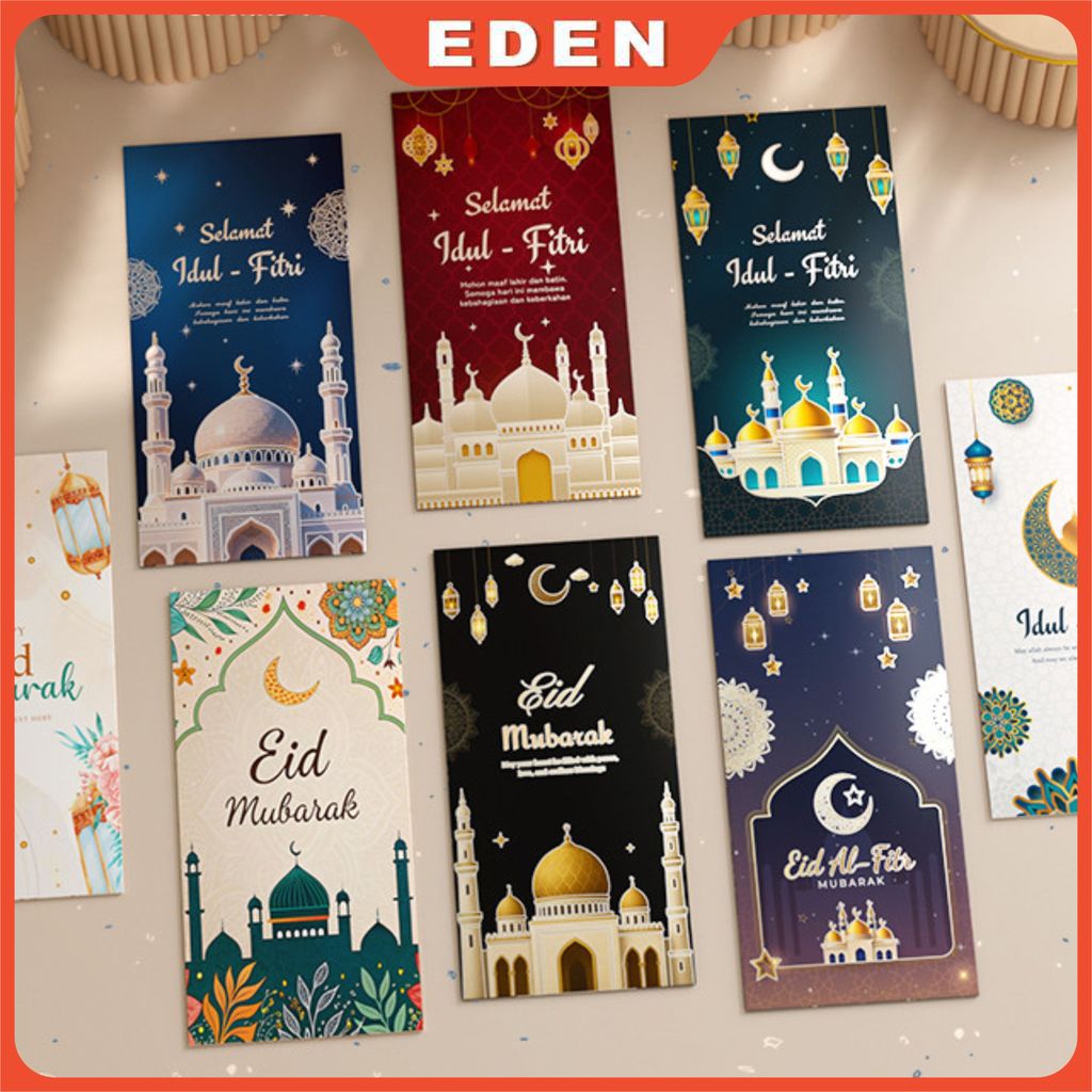 Eden - Amplop Lebaran Idul Fitri Isi 30/50PCS Ukuran Besar 8×16 cm Muat Uang Tanpa Dilipat