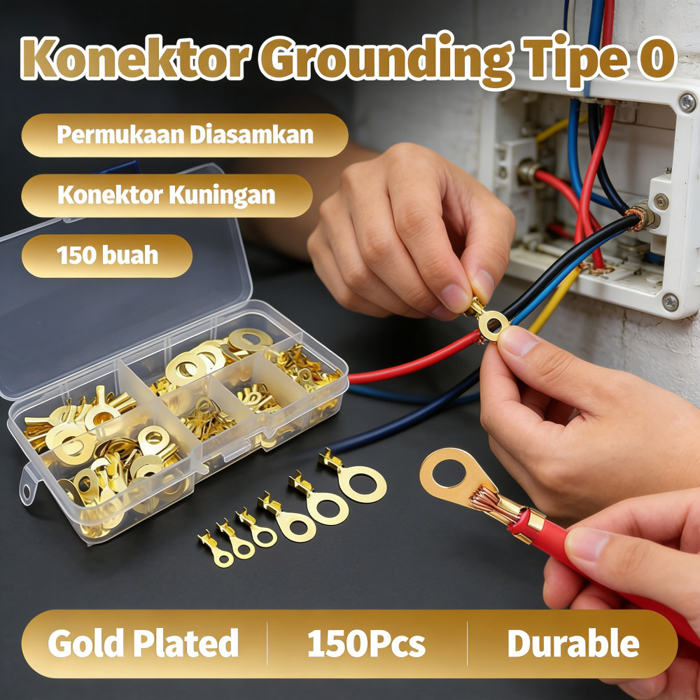 Jual Terminal Skun Bulat Aki/Isi Paket 150Pcs Insulated Connector Gold ...