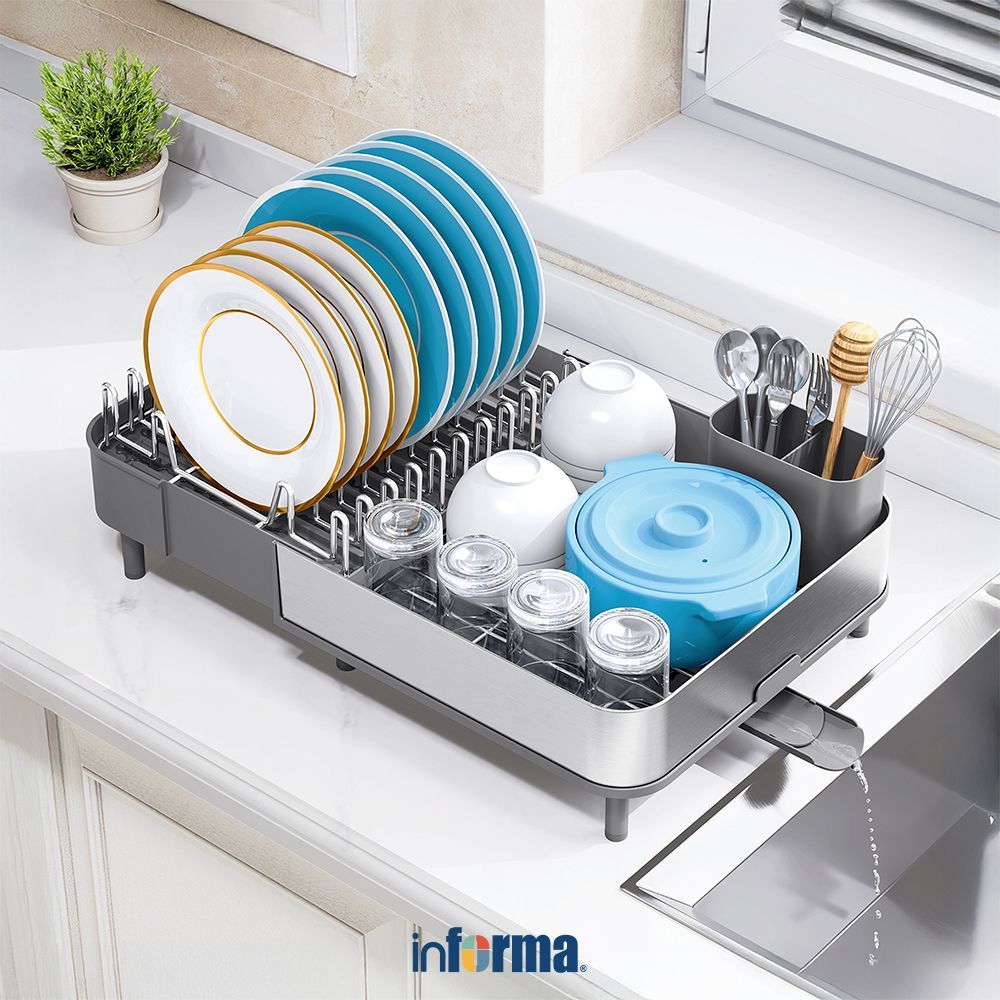 Jual Informa Warre Rak Piring 1 Tingkat Extendable - Abu-Abu Dish Rack ...