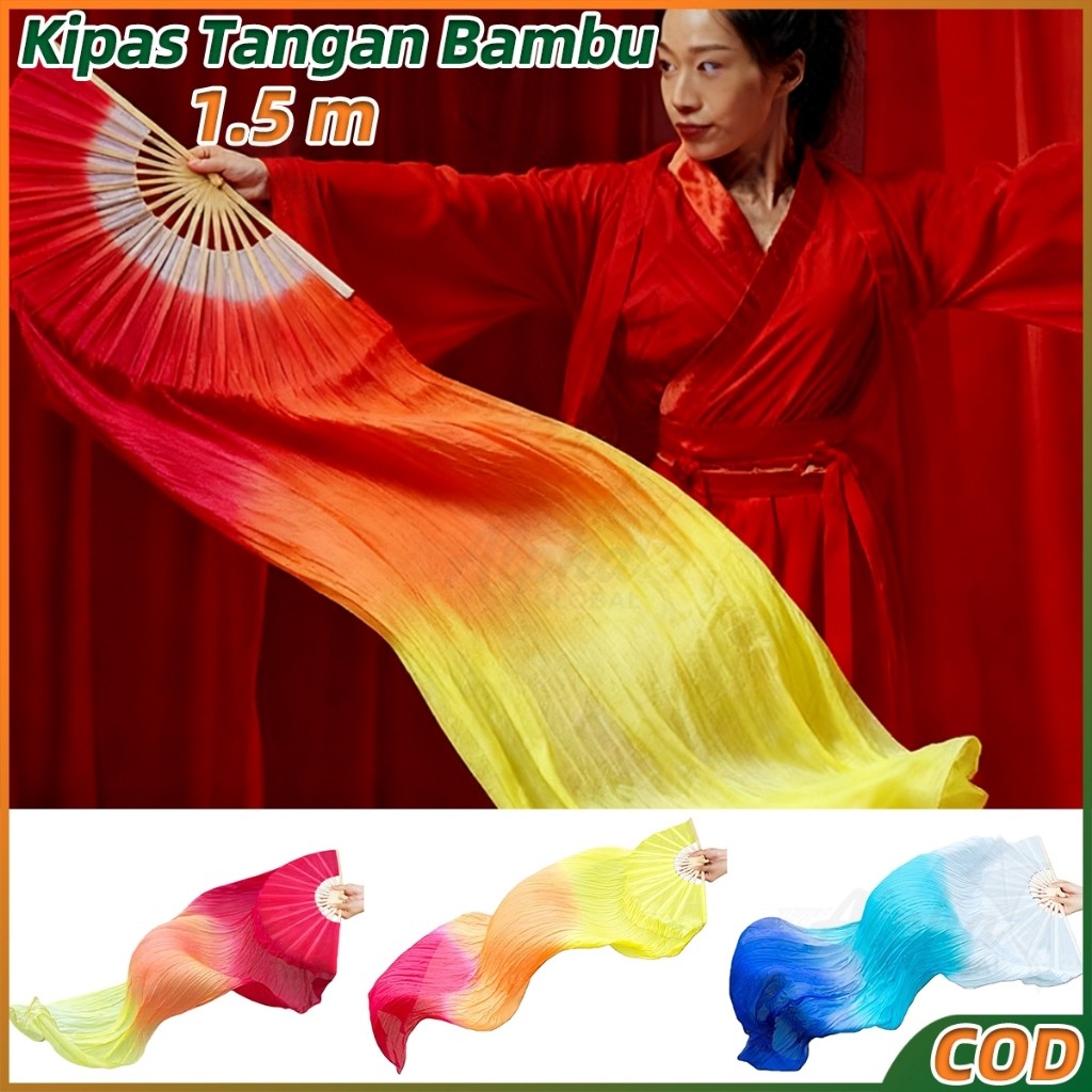 Jual Kipas Tangan Bambu Sutra Panjang 1.5m Kipas Tari Belly Dance Alat ...