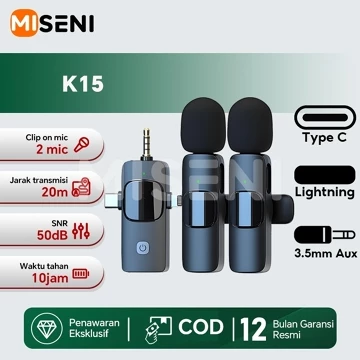 MISENI Dual Mic Wireless Lavalier Microphone Ultra Mini Clip On Mic AI Noise Reduction Low