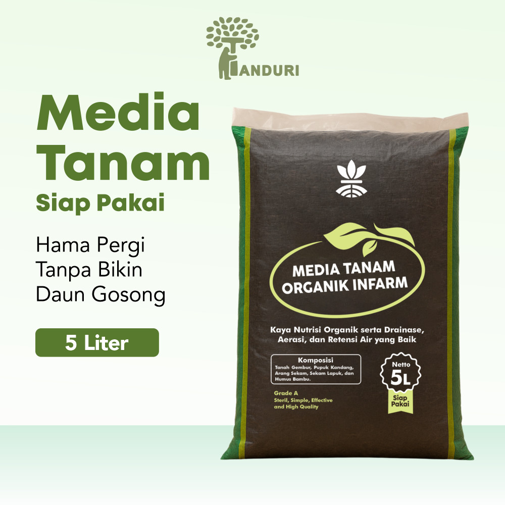 TANDURI - Media Tanam Siap Pakai Organik 5 Liter Tanah Subur Sekam Hitam Pupuk Kandang Super Gembur