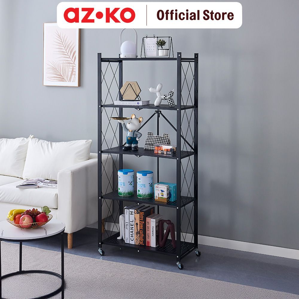 Jual AZKO Stora Rak Penyimpanan 5 Tingkat Foldable 71x34x161 cm - Hitam ...