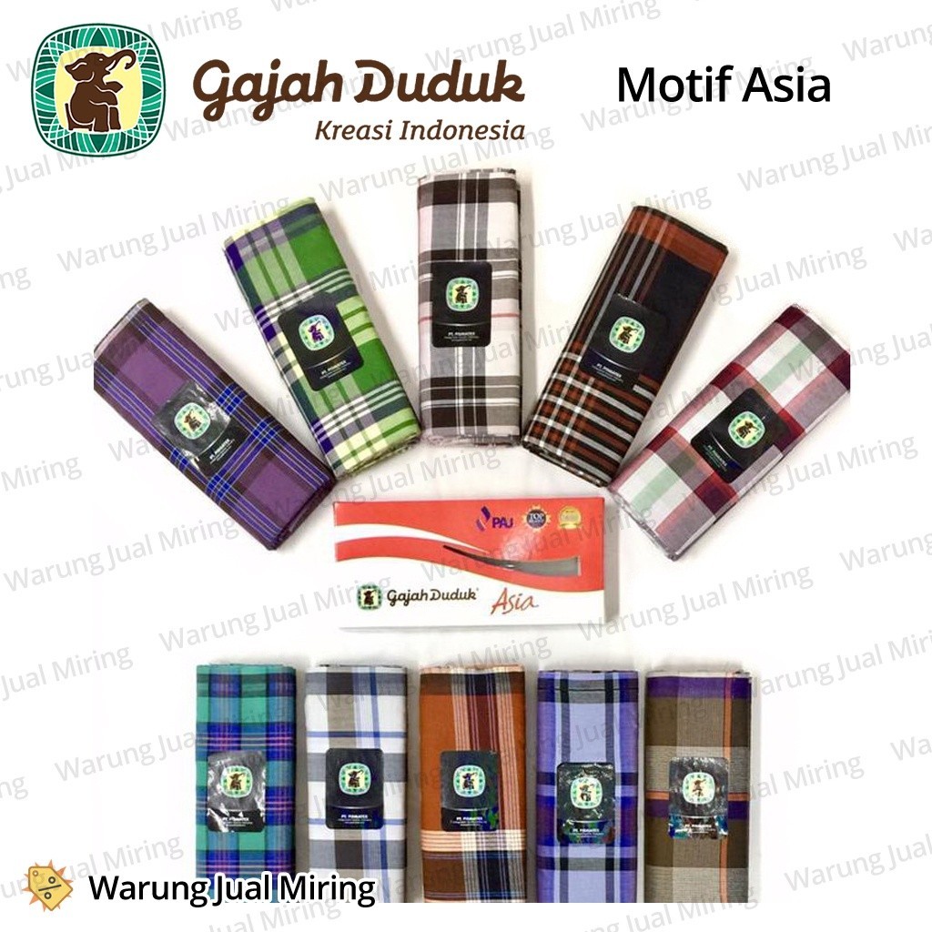 Sarung GAJAH DUDUK Asia Nusantara Duplex Merah Putih Dus Kain Samping Tenun Motif Padang Nusantara Kotak Warna Katun Dewasa Pria Laki Cowo Cowok Sholat Solat Murah Grosir Muslim Islam Santri Pesantren Kotak2 Sehari Hari Harian Ukuran Jumbo Cap Mika