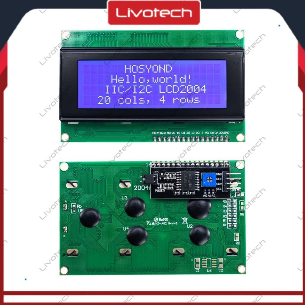 Jual LIVO LCD Display Blue 20x4 I2C Character 2004 Background Layar ...