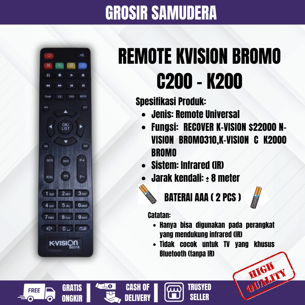 Jual Remot Remote K-VIISION Bromo C2000 Tanpa setting | Shopee Indonesia