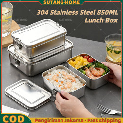 SUTANG 304 Stainless Steel 850ML Lunch Box Premium Anti Tumpah Anti Rembes Premium / Kotak Makan / Kotak Kontainer Penyimpanan Kulkas / Kotak Piknik Luar Ruangan / Kotak Makan Siang Persegi Clip-on / Segregasi Wadah Makanan