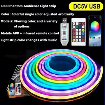 NORDIC STYLE LUXURY Lampu LED Running Neon Flexible RGB 5 Meter Waterproof Lampu LED RGB
