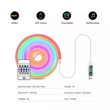 NORDIC STYLE LUXURY Lampu LED Running Neon Flexible RGB 5 Meter Waterproof Lampu LED RGB