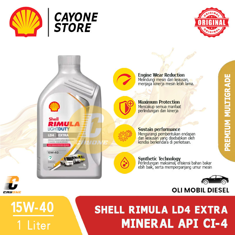 Jual SHELL Rimula LD4 Extra Light Duty Diesel Engine Oil 15W-40 API CI ...