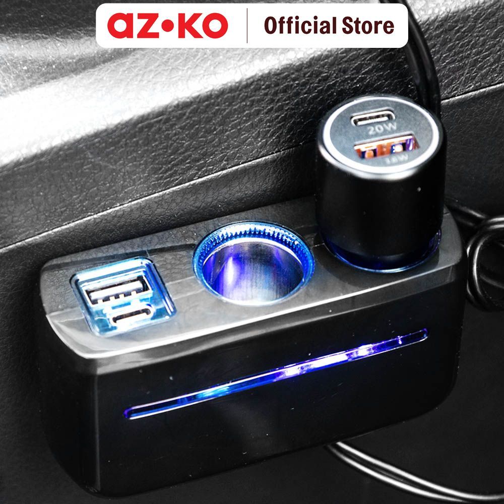 Jual AZKO Otto Klasse Charger Mobil Usb & Type C Dengan Lighter Socket ...