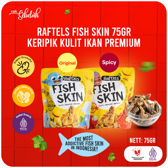 Jual Raftels Fish Skin 75g Keripik Kulit Ikan Krispi Halal – Original ...