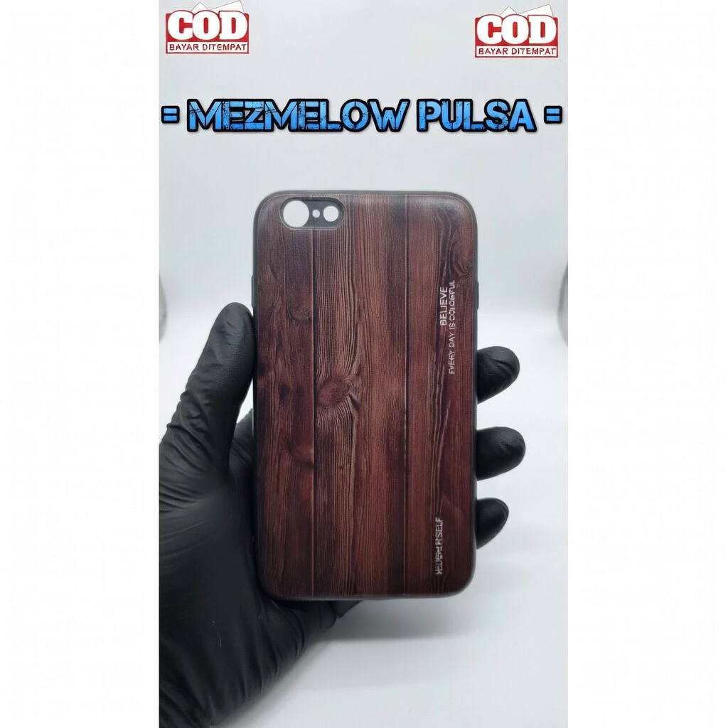 Wood Grain Glass Motif Kayu Caseng Hard Case Casing Casing IPHONE 6 PLUS