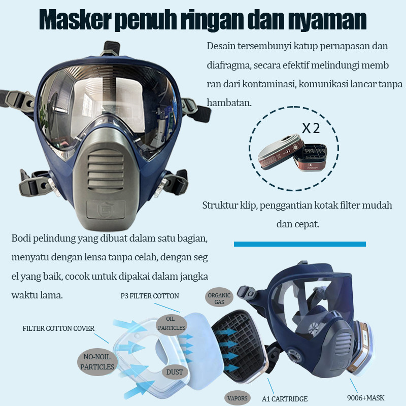 Jual CS 9006++9013+9101+9108Bentuk T 1set Masker penuh ringan dan ...