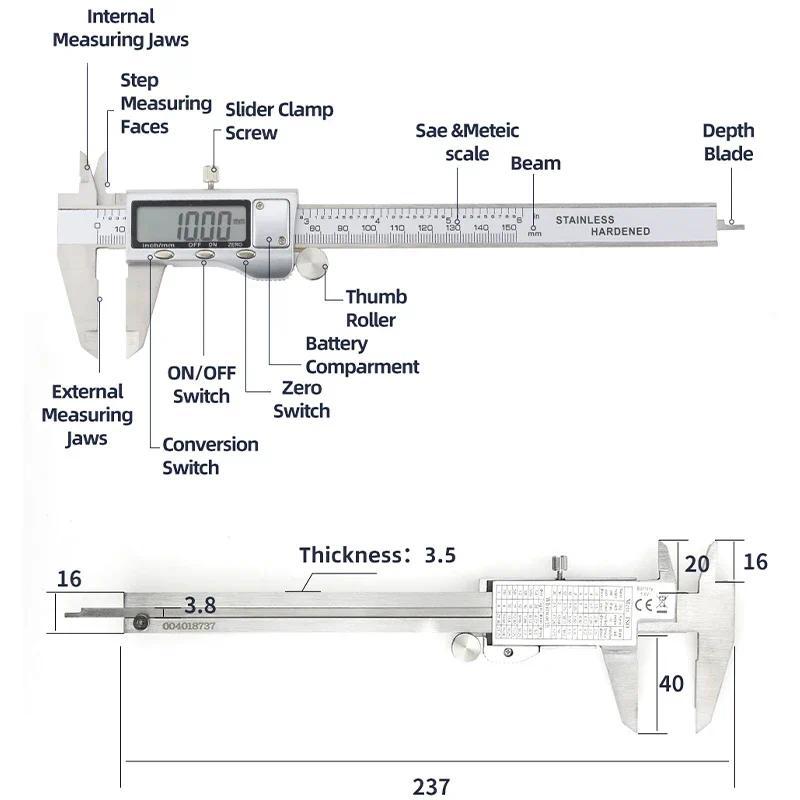 Jual Metal Caliper gital Pachometer Professional Vernier Caliber ...