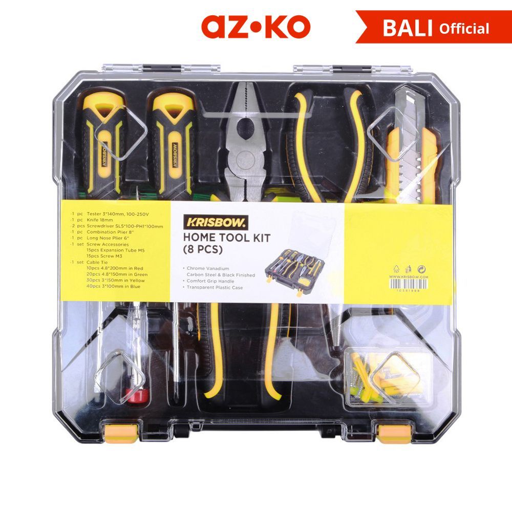 Jual AZKO Krisbow Set 8 Pcs Perkakas Rumah Tangga - Hitam Set Tool Kit ...