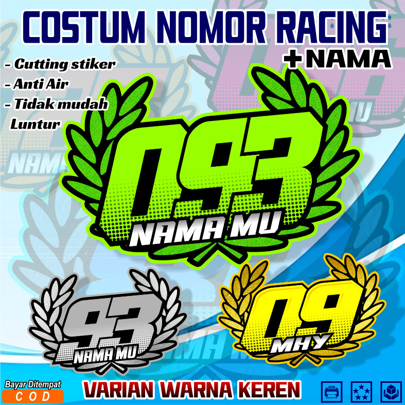 Jual Costum Stiker Nomor Racing Nama Dan Nomor Sendiri | Shopee Indonesia