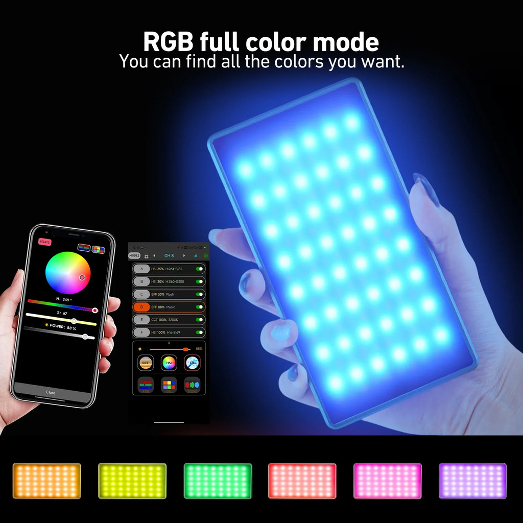 Jual Lampu LED RGB Pocket 1000 Lumens 2500K 9900K App Control TFT ...