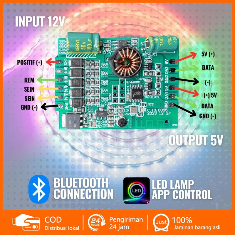 Jual Modul Led Dmx Pcb Alis Led Kolong Rgb Led Control input 12v output ...