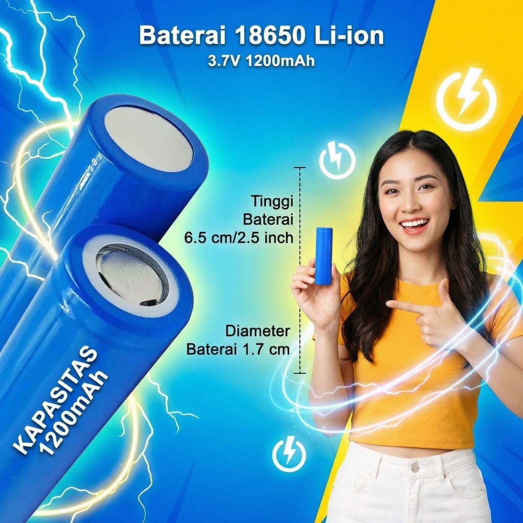Jual Baterai Batre 18650 Cas 3.7V 1200mAh Original Rechargeable Battery ...