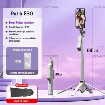 POWRISE S25 Selfie Stick Bluetooth Tongsis Tripod 180cm With Remote Portabel Tripod Dengan 1 4