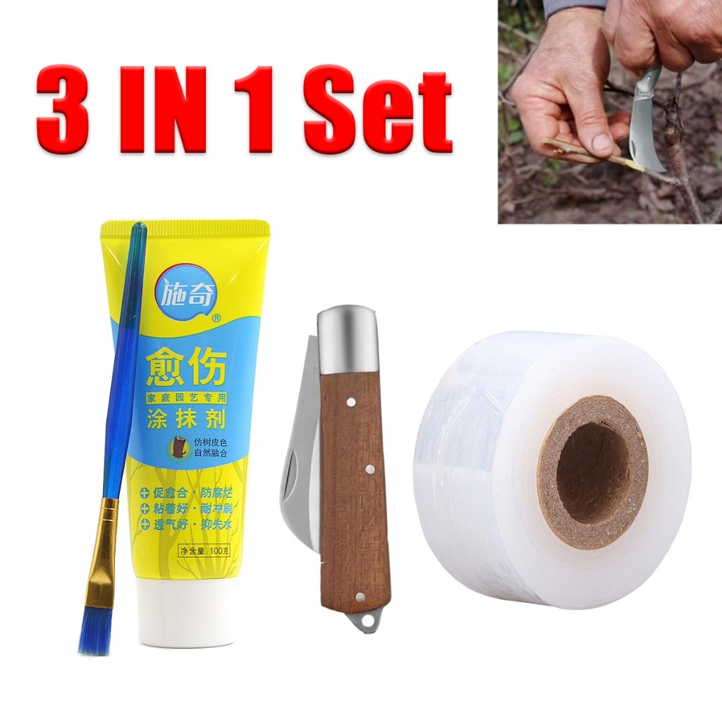 Pisau Okulasi Folding Nankai dengan Plastik Grafting 3cm/5cm & Salep Kambium untuk Cangkok dan Stek Tanaman