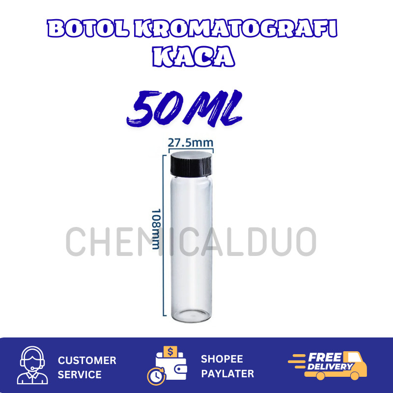 Jual Botol Vial Kromatografi Kaca Clear Bening 50ml Botol Sampel ...
