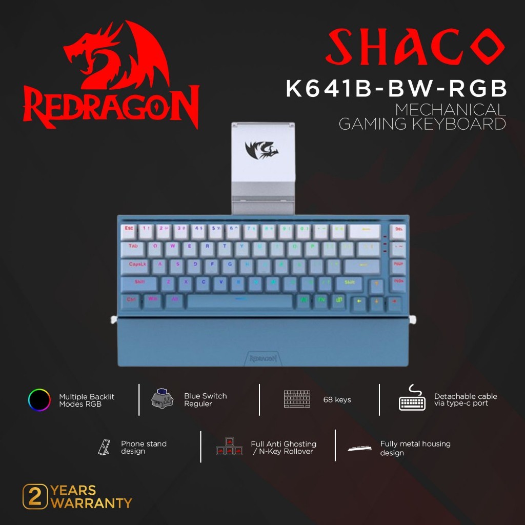 Jual Redragon Aluminum Gaming Mechanical Keyboard SHACO - K641 RGB ...