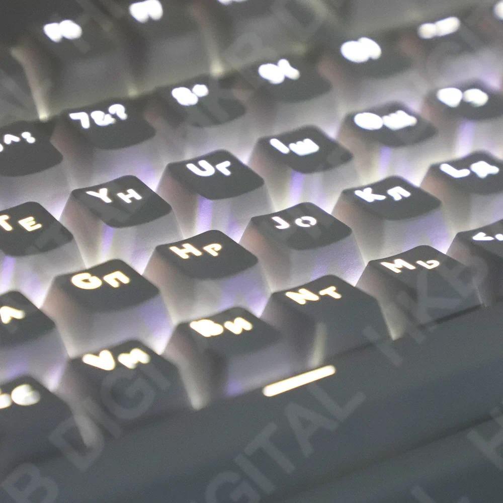 Jual 104 Keys Russian Keycaps OEM Height ABS White Backlight for 61 87 ...