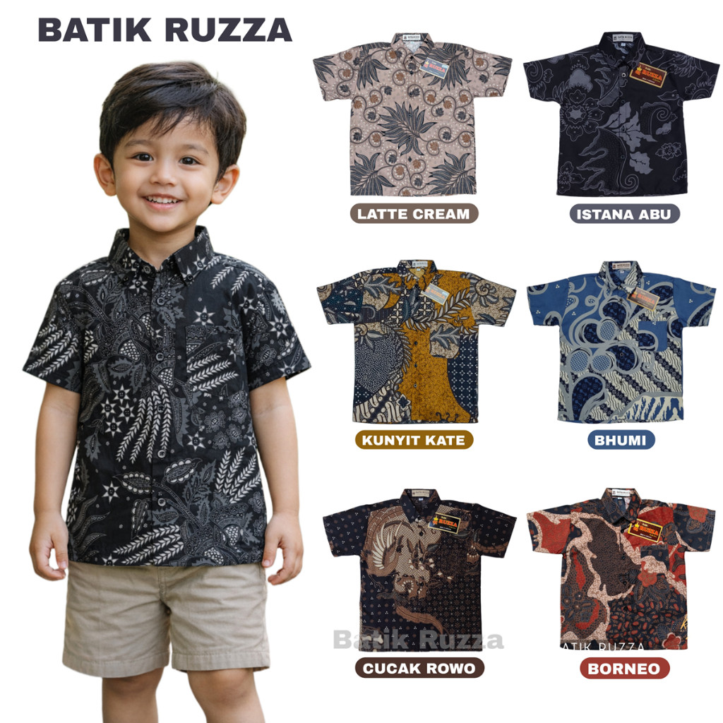 Jual PROMO!!! RUZZA Kemeja Batik Anak Laki Ukuran 2-15 Tahun Motif ...