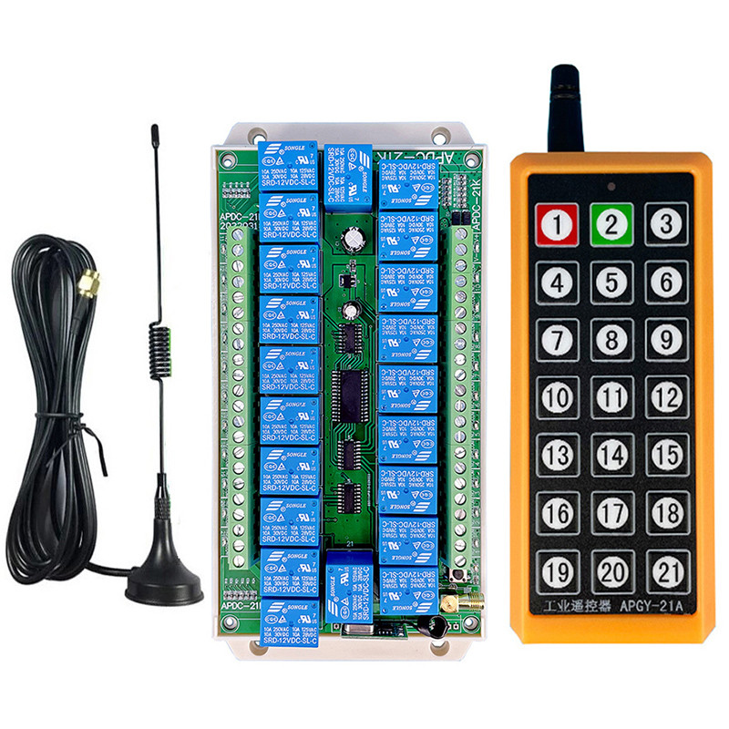 Jual 2000m DC12V 24V 21CH 433MHz Relay RF Wireless Remote Control ...